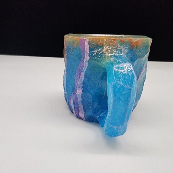 Mineral Crystal Resin Mug Blue Yellow Purple Mineral Crystal Coffee Mug - Picture 5 of 8